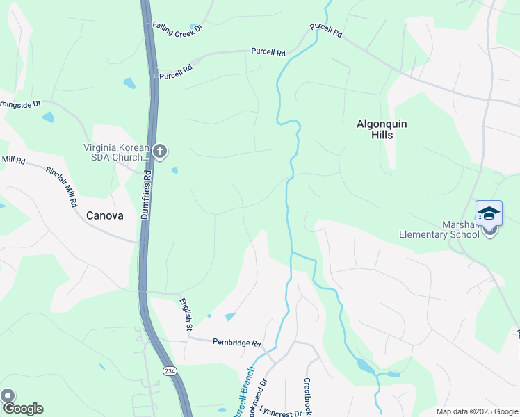 map of restaurants, bars, coffee shops, grocery stores, and more near 7897 Sly Fox Lane in Manassas