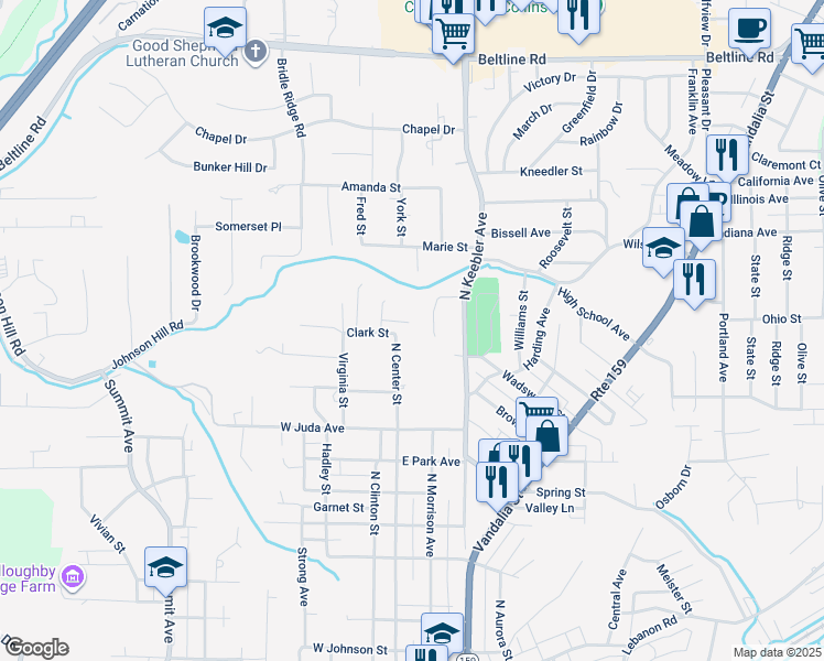 map of restaurants, bars, coffee shops, grocery stores, and more near 22 Holloway Drive in Collinsville