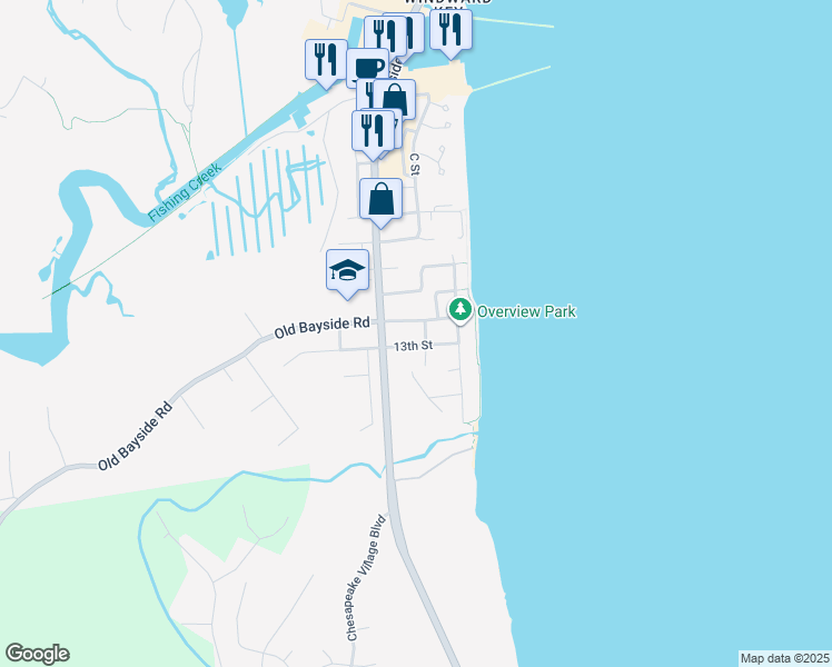 map of restaurants, bars, coffee shops, grocery stores, and more near 7436 C Street in Chesapeake Beach