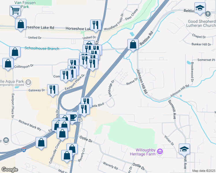 map of restaurants, bars, coffee shops, grocery stores, and more near 167 Sandridge Drive in Collinsville