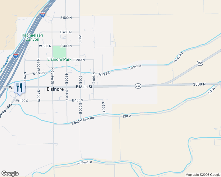 map of restaurants, bars, coffee shops, grocery stores, and more near 438 East Main Street in Elsinore