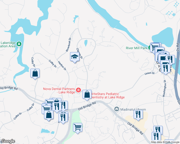map of restaurants, bars, coffee shops, grocery stores, and more near 12466 Skipper Circle in Woodbridge