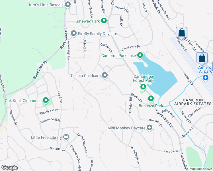 map of restaurants, bars, coffee shops, grocery stores, and more near 4095 Plateau Circle in Cameron Park