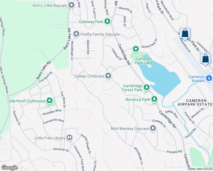 map of restaurants, bars, coffee shops, grocery stores, and more near 4017 Plateau Circle in Cameron Park