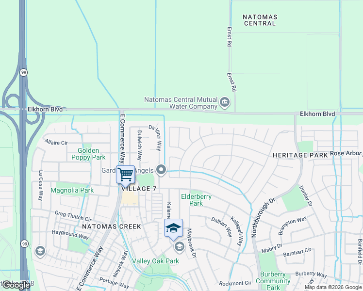 map of restaurants, bars, coffee shops, grocery stores, and more near 500 Pelican Bay Circle in Sacramento
