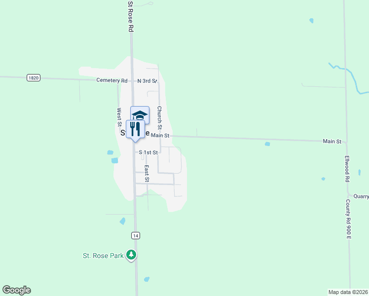 map of restaurants, bars, coffee shops, grocery stores, and more near 8053 Northland Drive in Breese