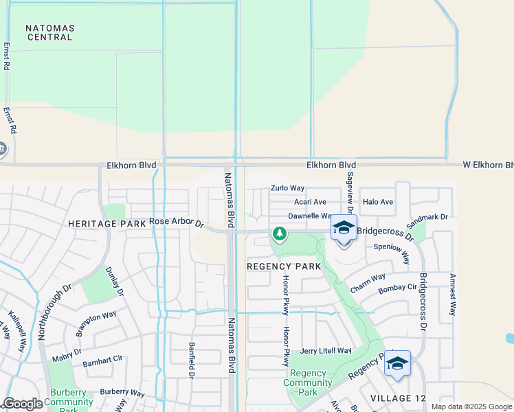 map of restaurants, bars, coffee shops, grocery stores, and more near 2101 Zurlo Way in Sacramento