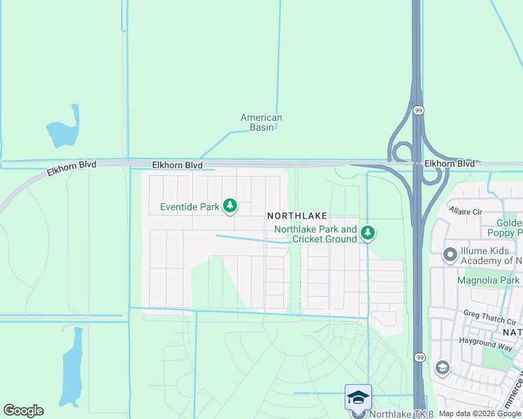 map of restaurants, bars, coffee shops, grocery stores, and more near 3900 West Elkhorn Boulevard in Sacramento