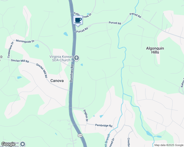 map of restaurants, bars, coffee shops, grocery stores, and more near 7934 Sly Fox Lane in Manassas