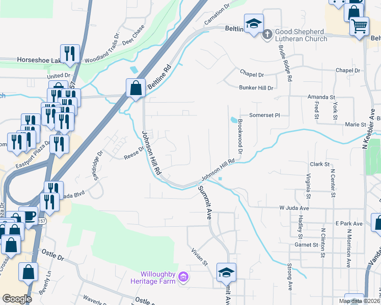 map of restaurants, bars, coffee shops, grocery stores, and more near 434 Skyline View Drive in Collinsville