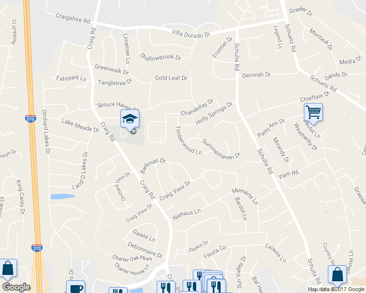 map of restaurants, bars, coffee shops, grocery stores, and more near 1441 Timberwood Lane in St. Louis