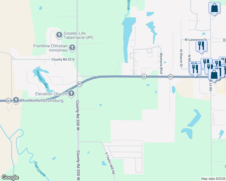 map of restaurants, bars, coffee shops, grocery stores, and more near 1539 Indiana 56 in Scottsburg