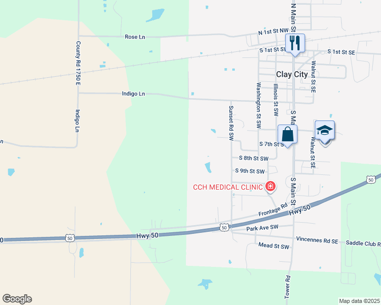 map of restaurants, bars, coffee shops, grocery stores, and more near in Clay City