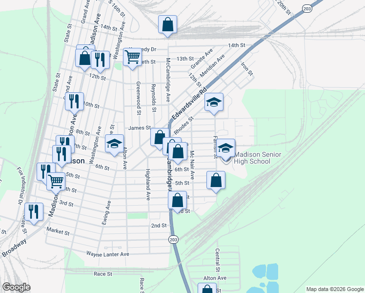 map of restaurants, bars, coffee shops, grocery stores, and more near 1920 Harris in Madison