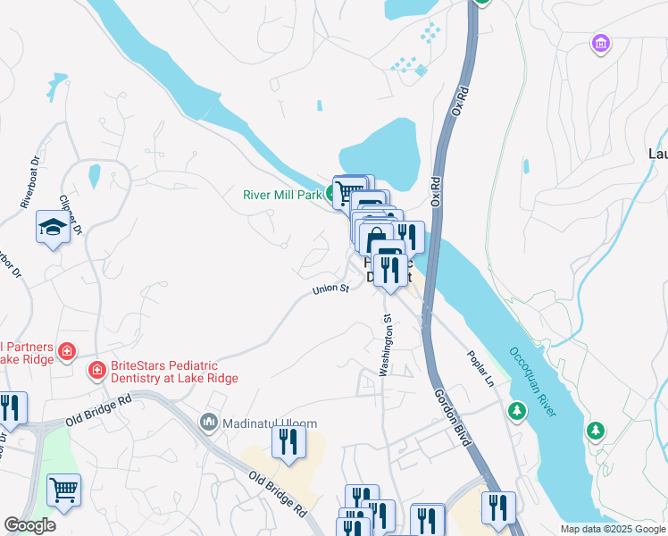 map of restaurants, bars, coffee shops, grocery stores, and more near 388 Myrtle Place in Occoquan