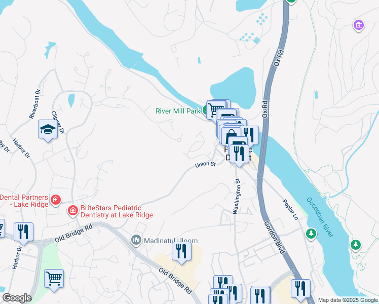 map of restaurants, bars, coffee shops, grocery stores, and more near 306 Overlook Drive in Woodbridge