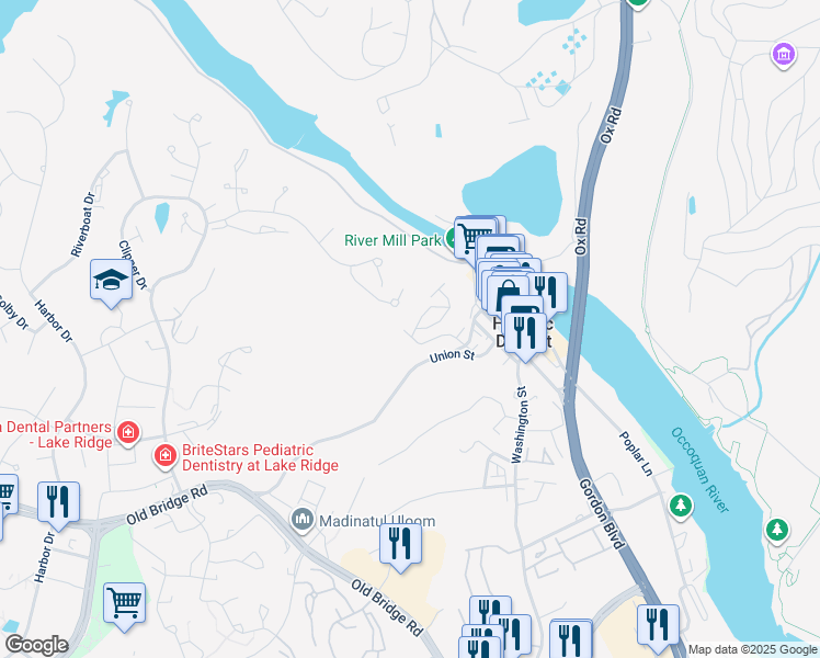 map of restaurants, bars, coffee shops, grocery stores, and more near 471 Fortress Way in Woodbridge