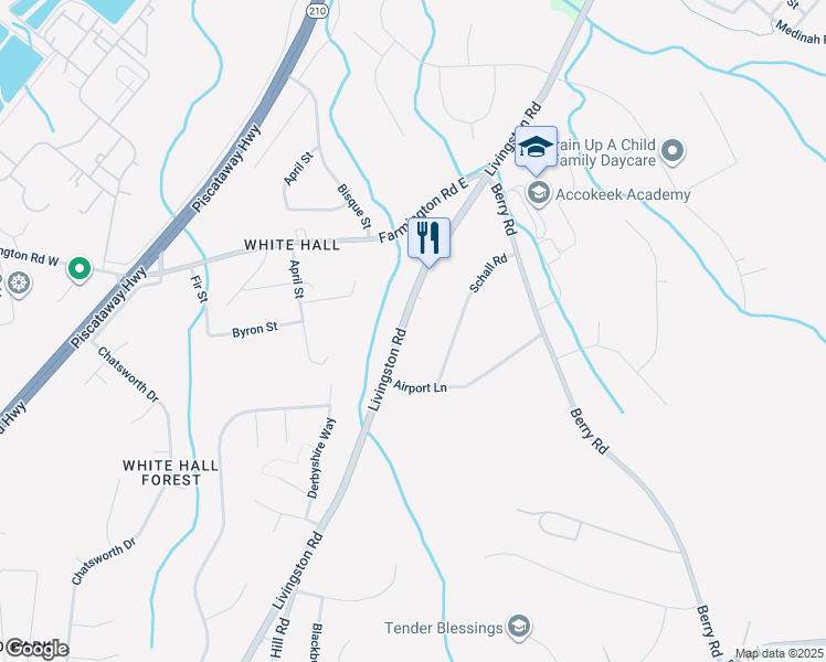 map of restaurants, bars, coffee shops, grocery stores, and more near 14704 Livingston Road in Accokeek