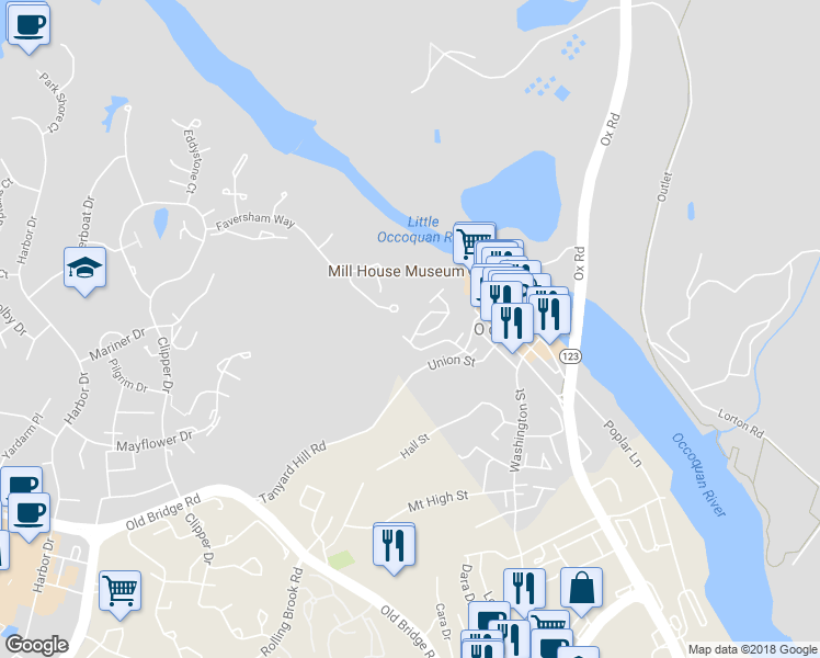 map of restaurants, bars, coffee shops, grocery stores, and more near 461 Fortress Way in Occoquan