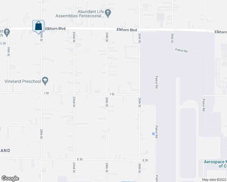 map of restaurants, bars, coffee shops, grocery stores, and more near 6412 24th Street in Rio Linda