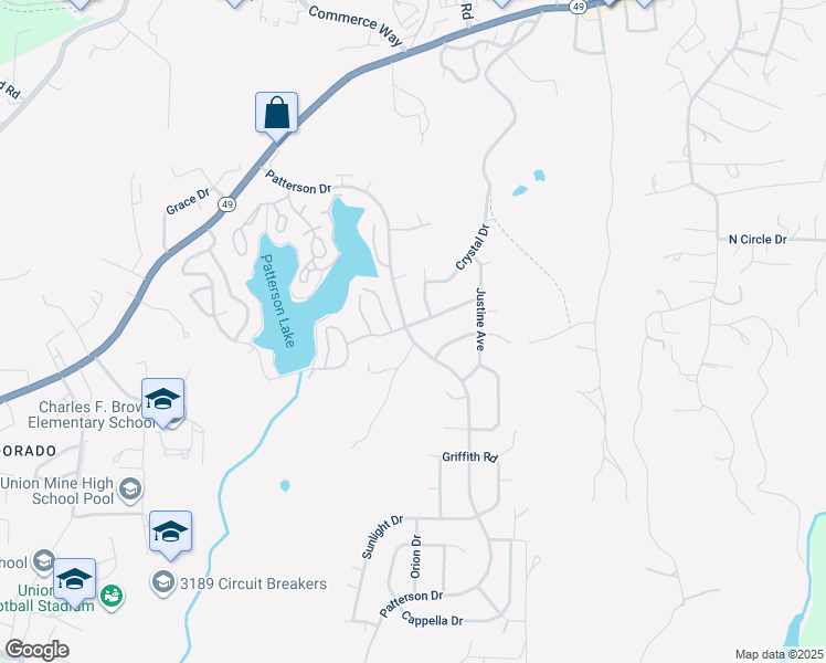 map of restaurants, bars, coffee shops, grocery stores, and more near 4441 Patterson Drive in Diamond Springs