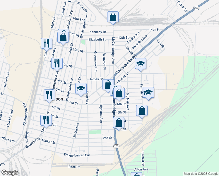 map of restaurants, bars, coffee shops, grocery stores, and more near 1833 Rhodes Street in Madison
