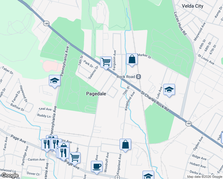 map of restaurants, bars, coffee shops, grocery stores, and more near 1455 Engelholm Avenue in St. Louis