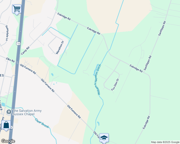 map of restaurants, bars, coffee shops, grocery stores, and more near 22031 Heritage Farm Road in Bridgeville