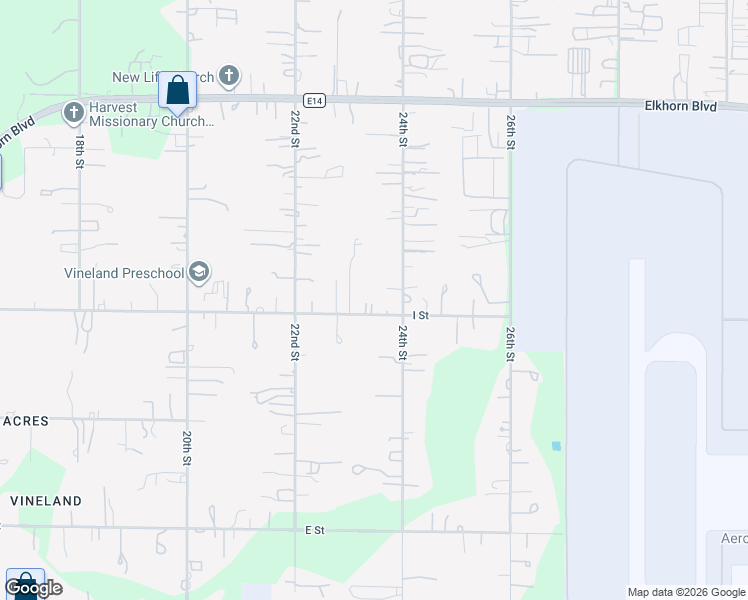 map of restaurants, bars, coffee shops, grocery stores, and more near 2347 I Street in Rio Linda