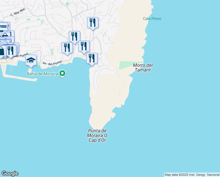 map of restaurants, bars, coffee shops, grocery stores, and more near 1 Calle Puerto de Alcudia in Teulada