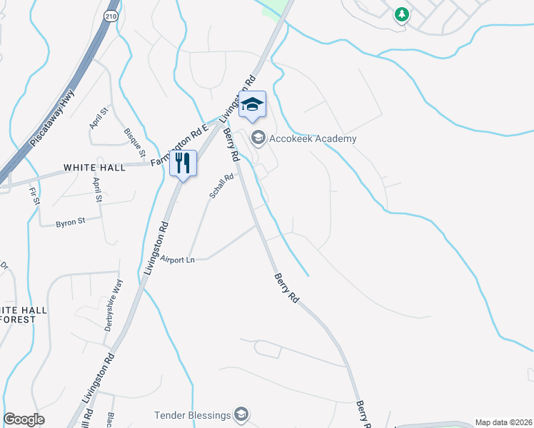 map of restaurants, bars, coffee shops, grocery stores, and more near 14700 Berry Road in Accokeek