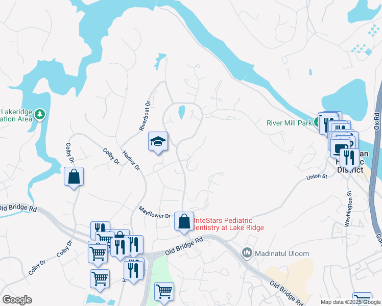 map of restaurants, bars, coffee shops, grocery stores, and more near 1952 Mariner Lane in Woodbridge