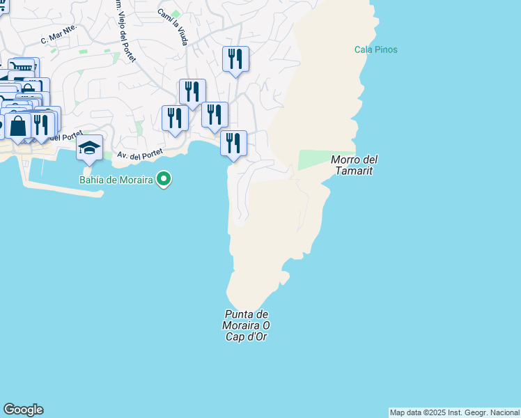 map of restaurants, bars, coffee shops, grocery stores, and more near 1 Calle Puerto de Alcudia in Teulada