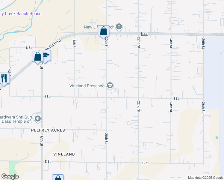 map of restaurants, bars, coffee shops, grocery stores, and more near 6450 20th Street in Rio Linda