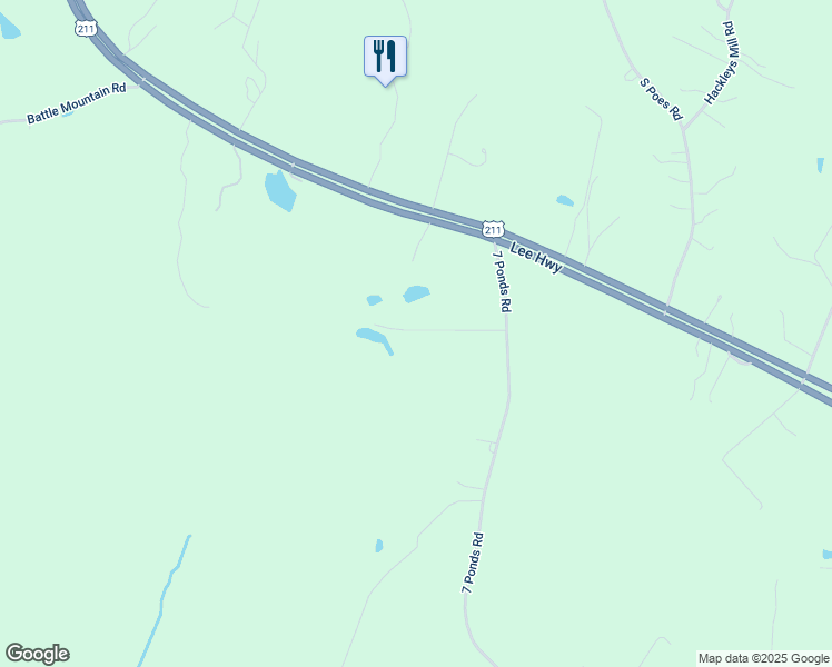 map of restaurants, bars, coffee shops, grocery stores, and more near 395 7 Ponds Road in Amissville