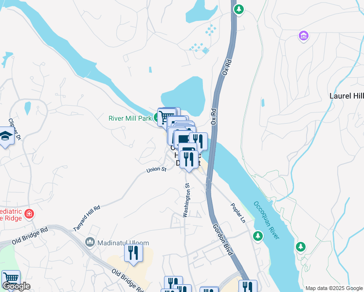 map of restaurants, bars, coffee shops, grocery stores, and more near in Occoquan Historic District