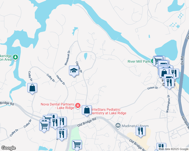 map of restaurants, bars, coffee shops, grocery stores, and more near 1941 Mariner Ln in Woodbridge
