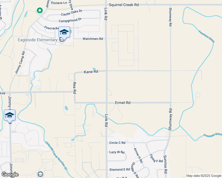 map of restaurants, bars, coffee shops, grocery stores, and more near 10275 Link Road in Fountain