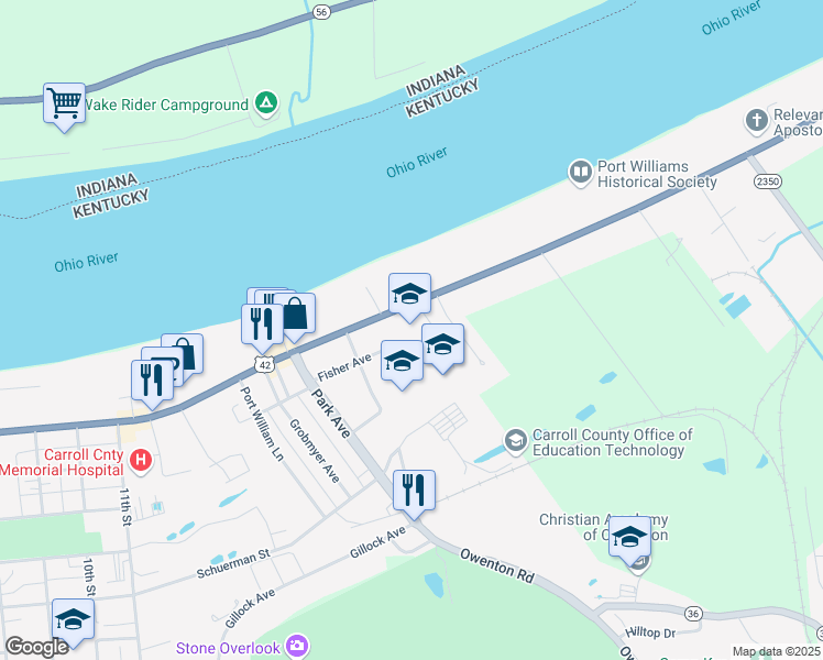 map of restaurants, bars, coffee shops, grocery stores, and more near 1708 Highland Avenue in Carrollton