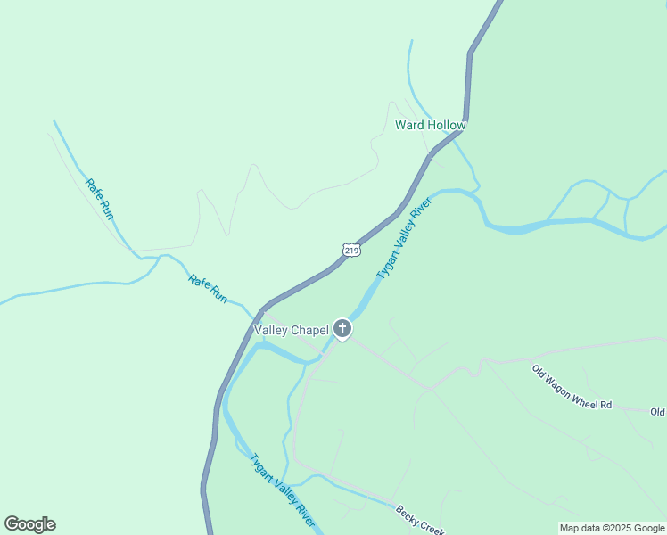 map of restaurants, bars, coffee shops, grocery stores, and more near U.S. 219 in Huttonsville