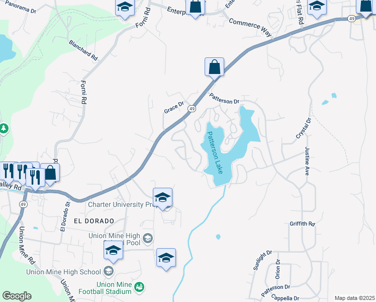 map of restaurants, bars, coffee shops, grocery stores, and more near 4420 Pleasant Valley Road in Diamond Springs