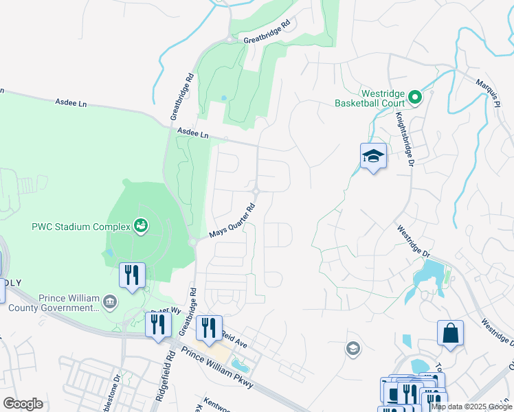 map of restaurants, bars, coffee shops, grocery stores, and more near in Lake Ridge