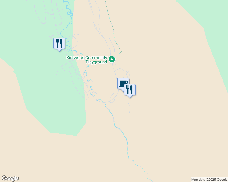 map of restaurants, bars, coffee shops, grocery stores, and more near 1420 Kirkwood Meadows Drive in Kirkwood