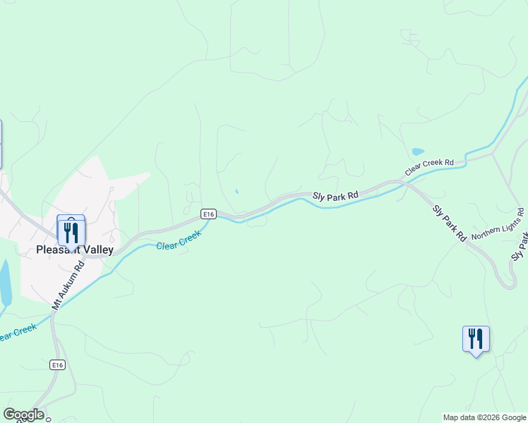 map of restaurants, bars, coffee shops, grocery stores, and more near 7511 Sly Park Road in Placerville