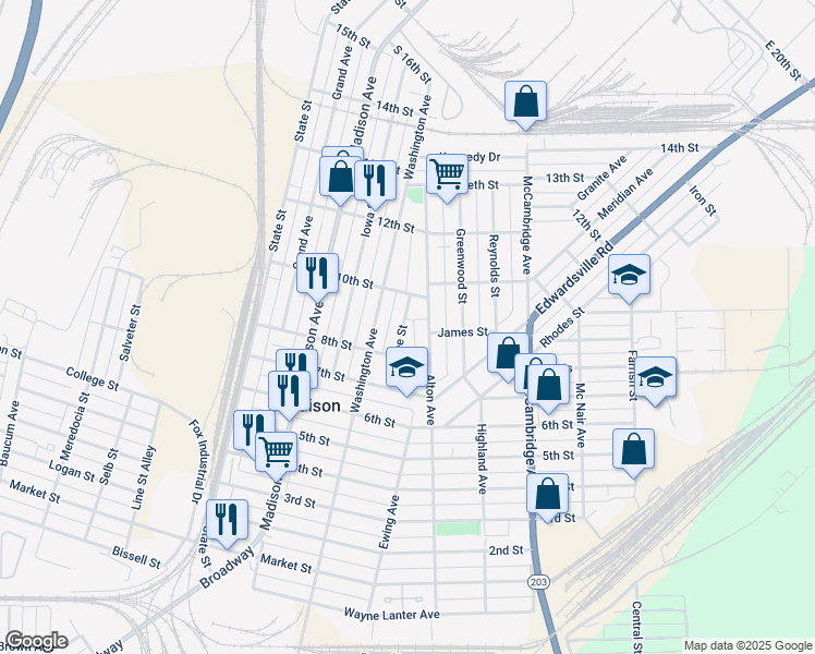 map of restaurants, bars, coffee shops, grocery stores, and more near 824 Lee Street in Madison
