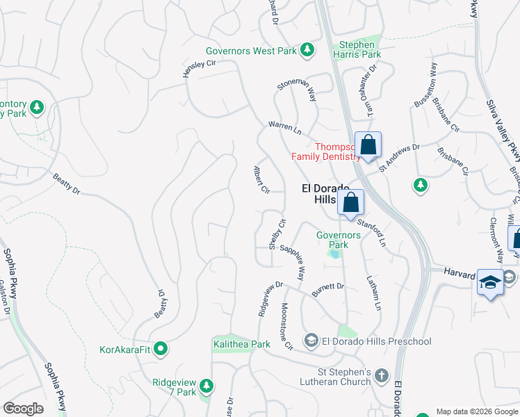 map of restaurants, bars, coffee shops, grocery stores, and more near 2041 Tabari Court in El Dorado Hills