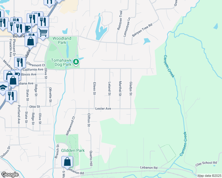map of restaurants, bars, coffee shops, grocery stores, and more near 1318 Leland Street in Collinsville