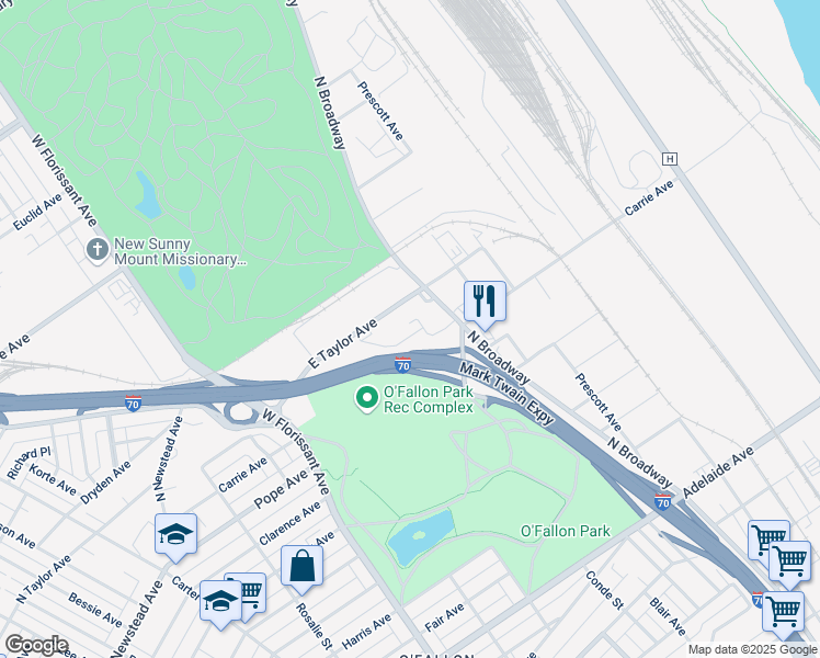map of restaurants, bars, coffee shops, grocery stores, and more near 840 East Taylor Avenue in St. Louis