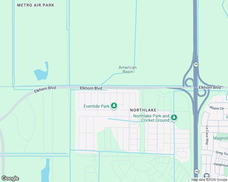 map of restaurants, bars, coffee shops, grocery stores, and more near 3910-4198 West Elkhorn Boulevard in Sacramento