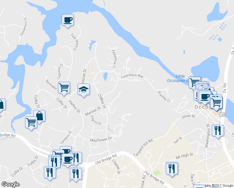 map of restaurants, bars, coffee shops, grocery stores, and more near 1926 Mariner Drive in Woodbridge